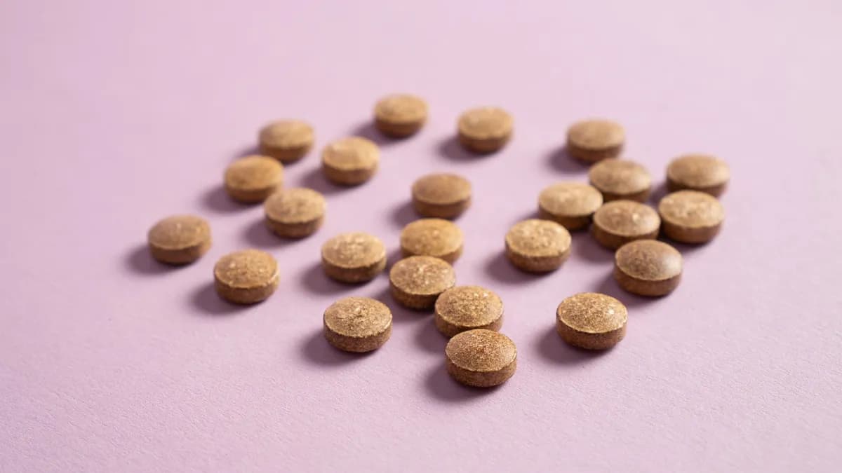 Brown Pills on Purple