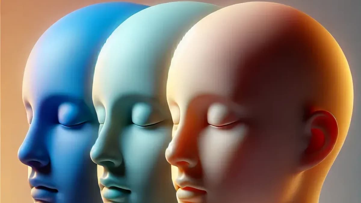 three heads blue green orange