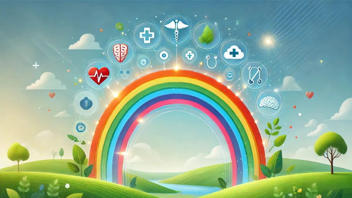 Rainbow and medical icons