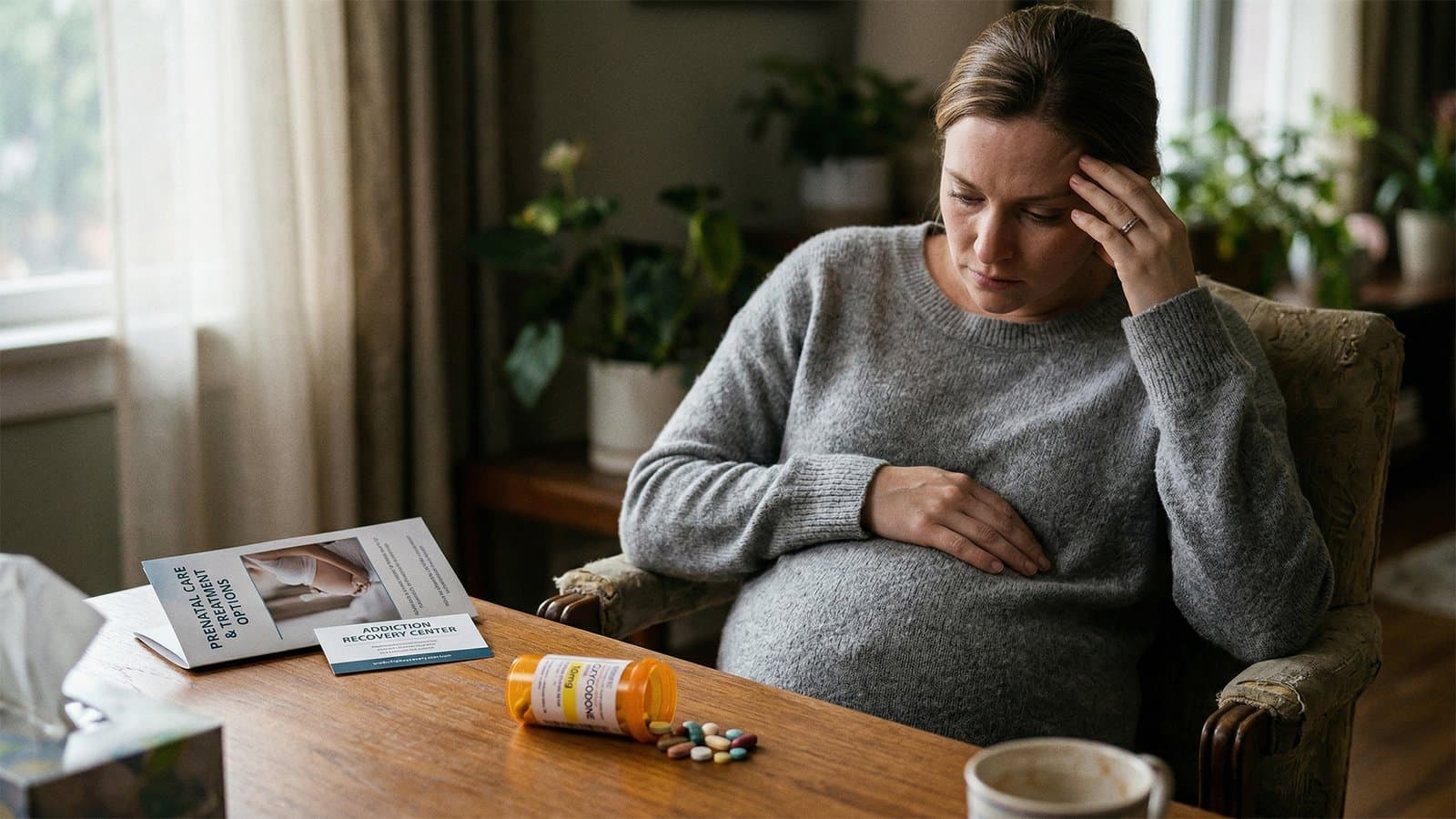 Pregnant patient receiving an extended‑release buprenorphine injection during prenatal care, compared with sublingual buprenorphine