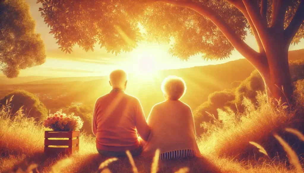 two older people sunset